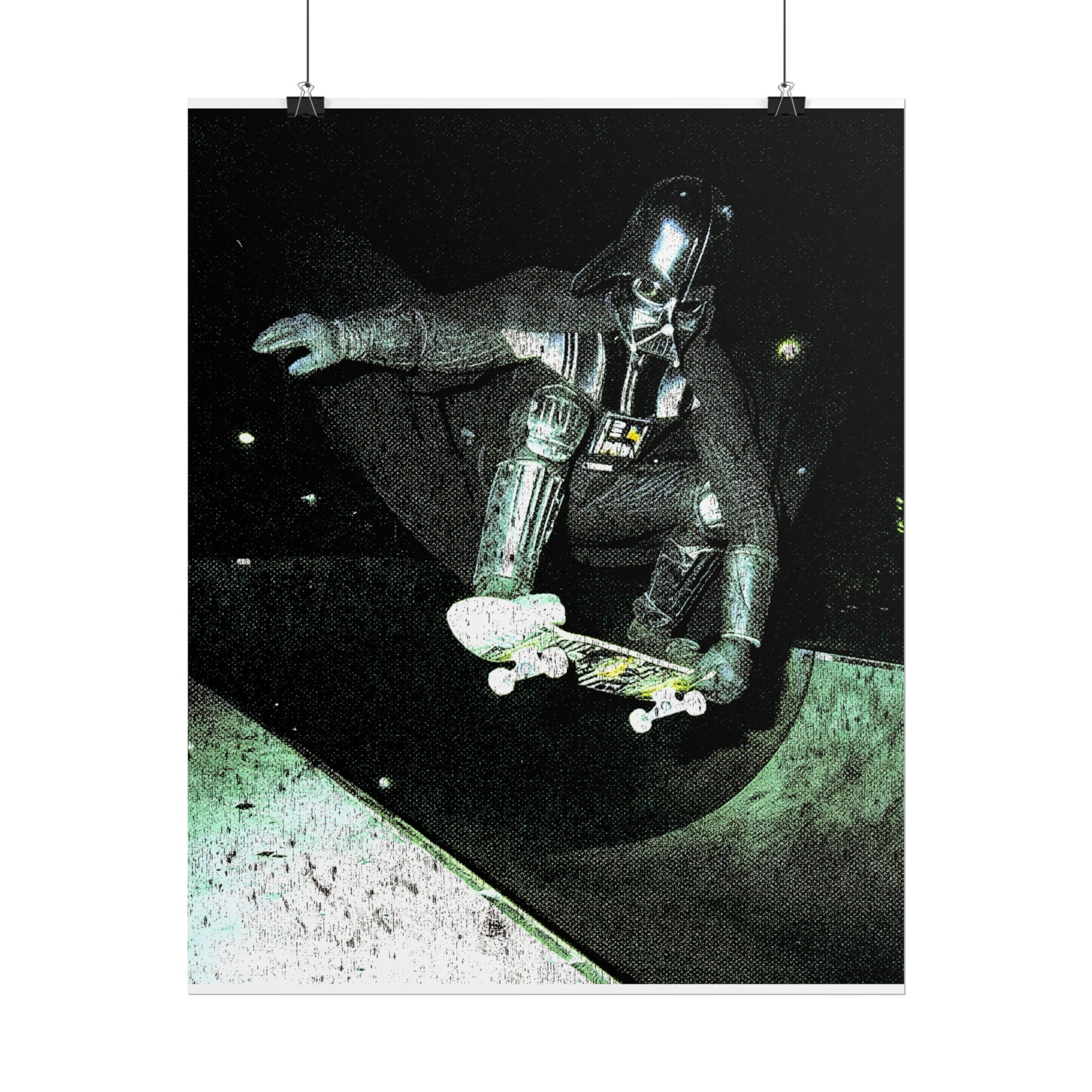 Skateboarding Darth Vader Rolled Poster - Ollie To The Darkside