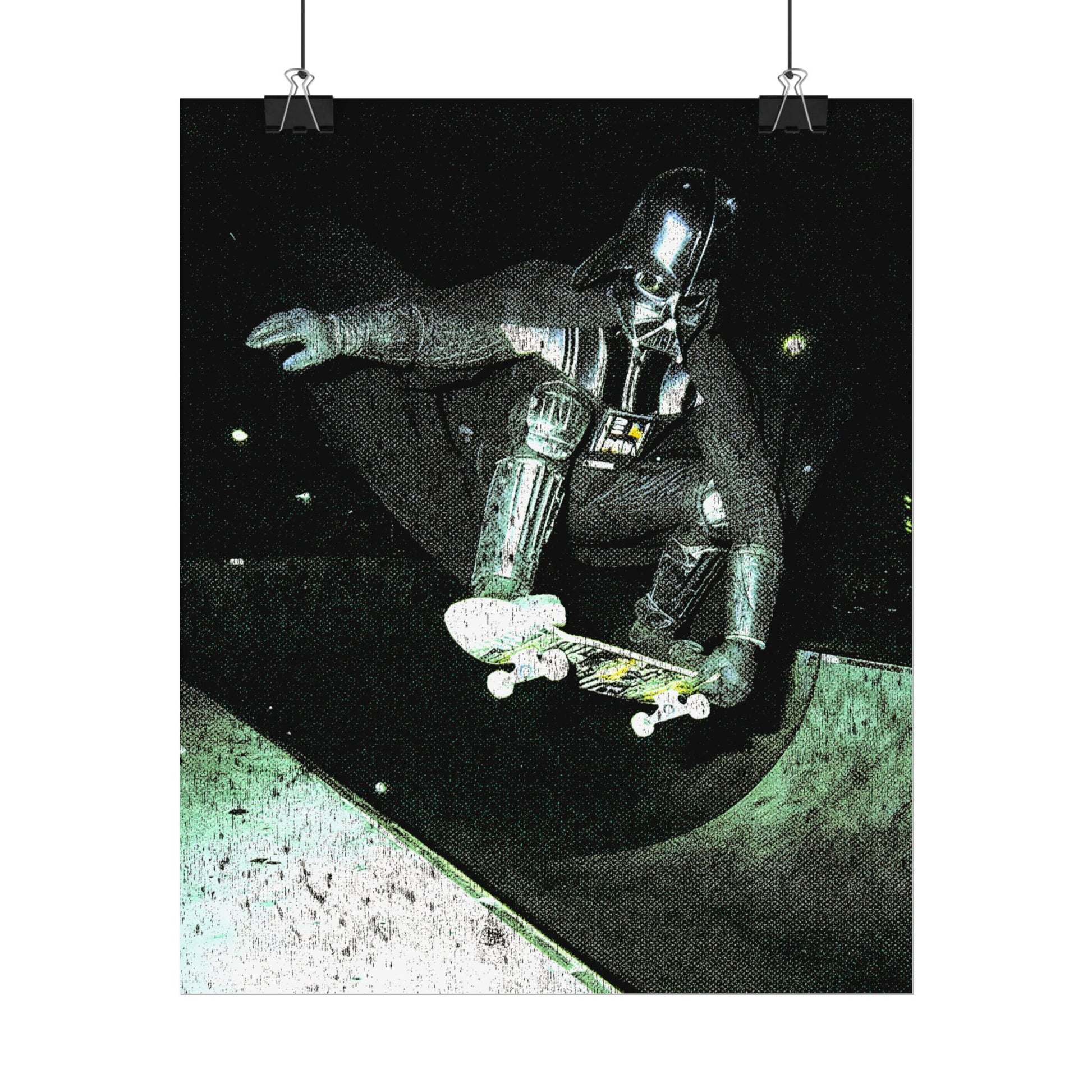 Skateboarding Darth Vader Rolled Poster - Ollie To The Darkside