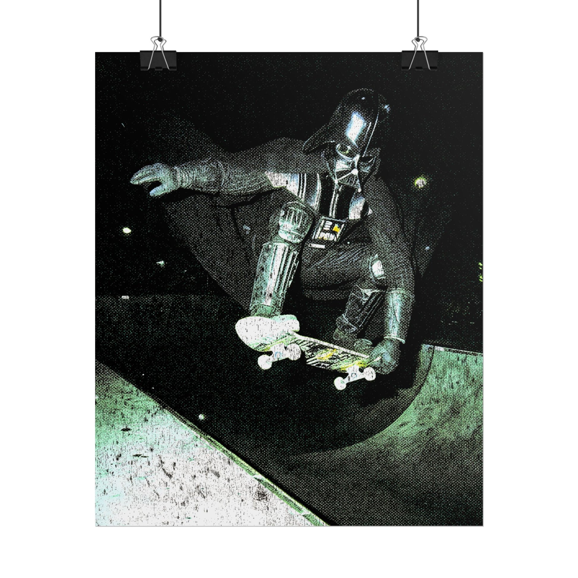 Skateboarding Darth Vader Rolled Poster - Ollie To The Darkside