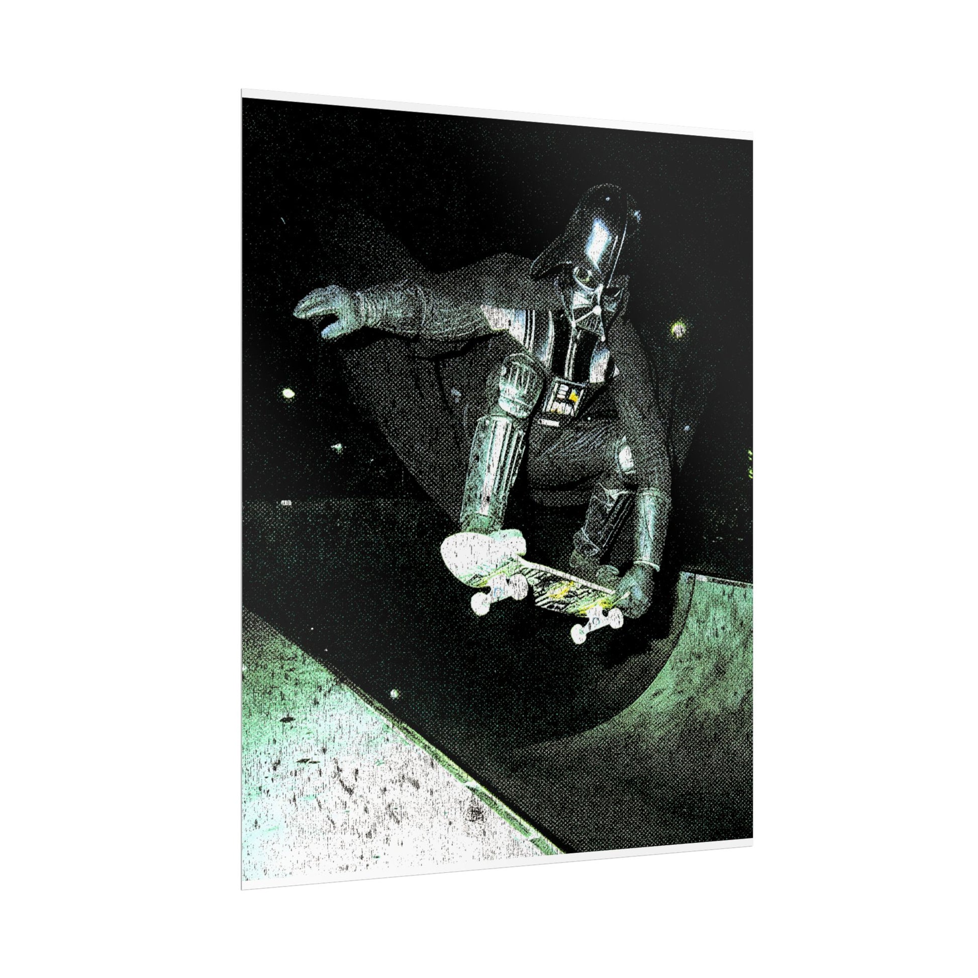 Skateboarding Darth Vader Rolled Poster - Ollie To The Darkside